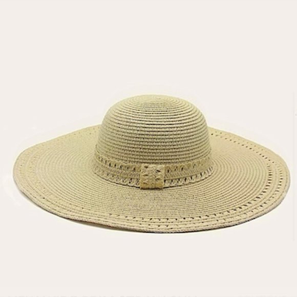 NEW WIDE BRIM STRAW SUN FLOPPY HAT - Picture 4 of 4